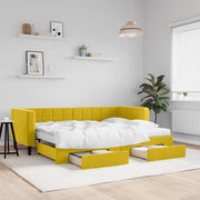 daybed med udtræk og skuffer 80x200 cm velour gul
