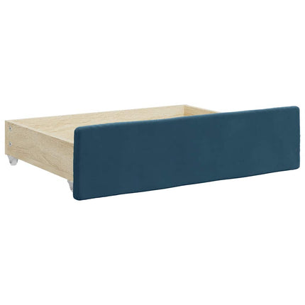 daybed med udtræk og skuffer 90x200 cm velour blå