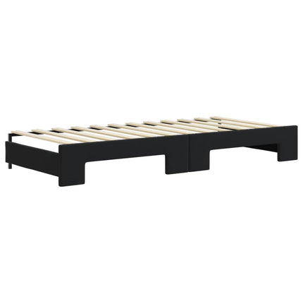 daybed med udtræk og skuffer 90x200 cm velour sort