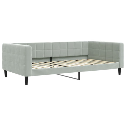 daybed med udtræk og skuffer 100x200 cm velour lysegrå
