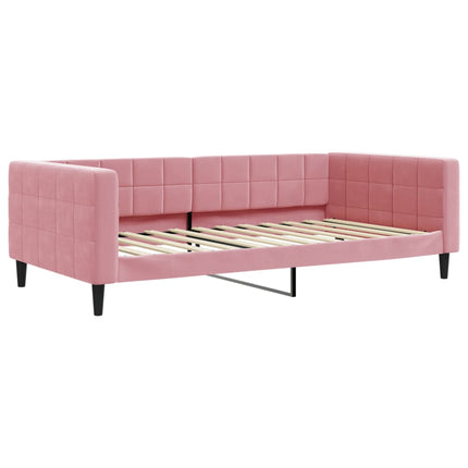 daybed med udtræk og skuffer 100x200 cm velour lyserød