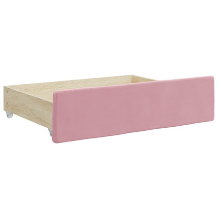 daybed med udtræk og skuffer 100x200 cm velour lyserød