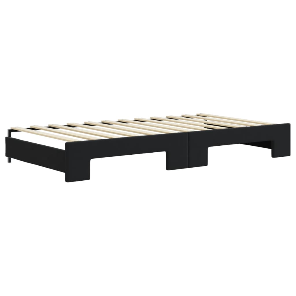 daybed med udtræk og skuffer 100x200 cm velour sort