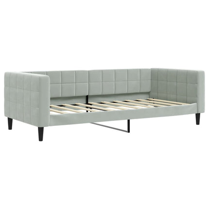daybed med udtræk og skuffer 90x190 cm velour lysegrå