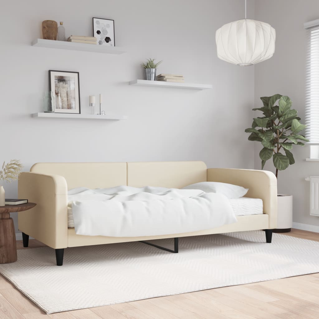 daybed med madras 80x200 cm stof cremefarvet billede