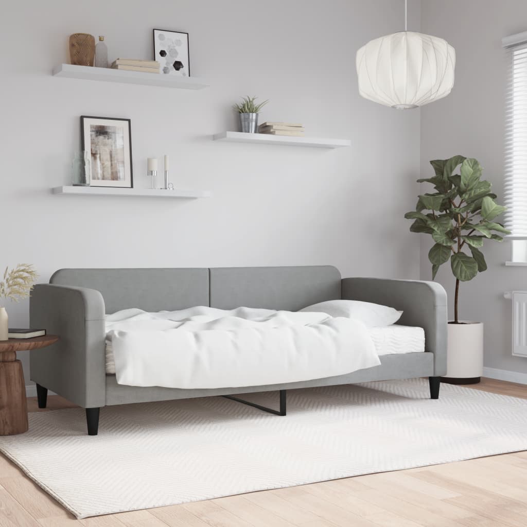 daybed med madras 90x200 cm stof lysegrå
