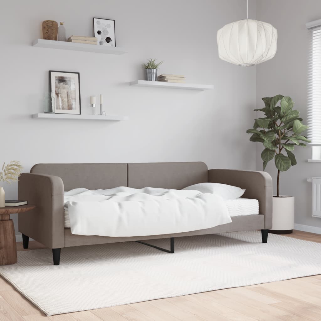 daybed med madras 90x200 cm stof gråbrun