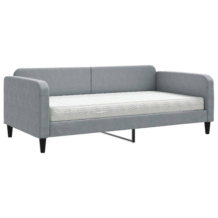 daybed med madras 100x200 cm stof lysegrå