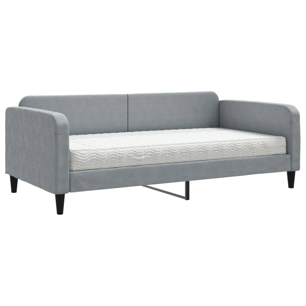 daybed med madras 100x200 cm stof lysegrå