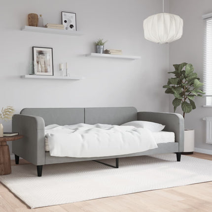 daybed med madras 100x200 cm stof lysegrå