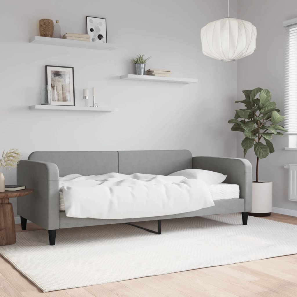 daybed med madras 90x190 cm stof lysegrå billede