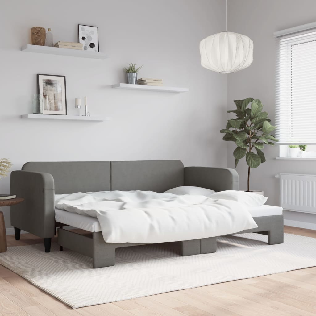 daybed med udtræk 80x200 cm stof mørkegrå billede