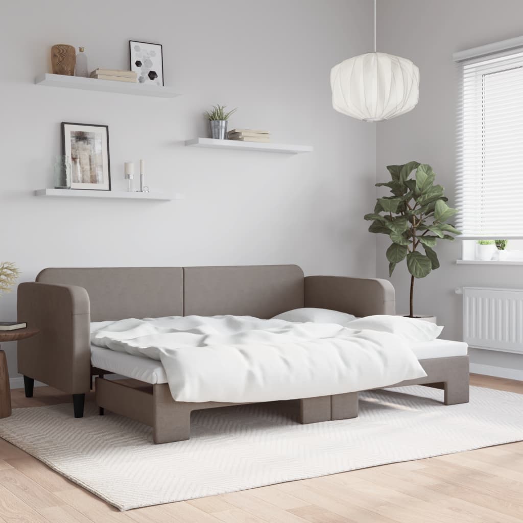 daybed med udtræk 80x200 cm stof gråbrun