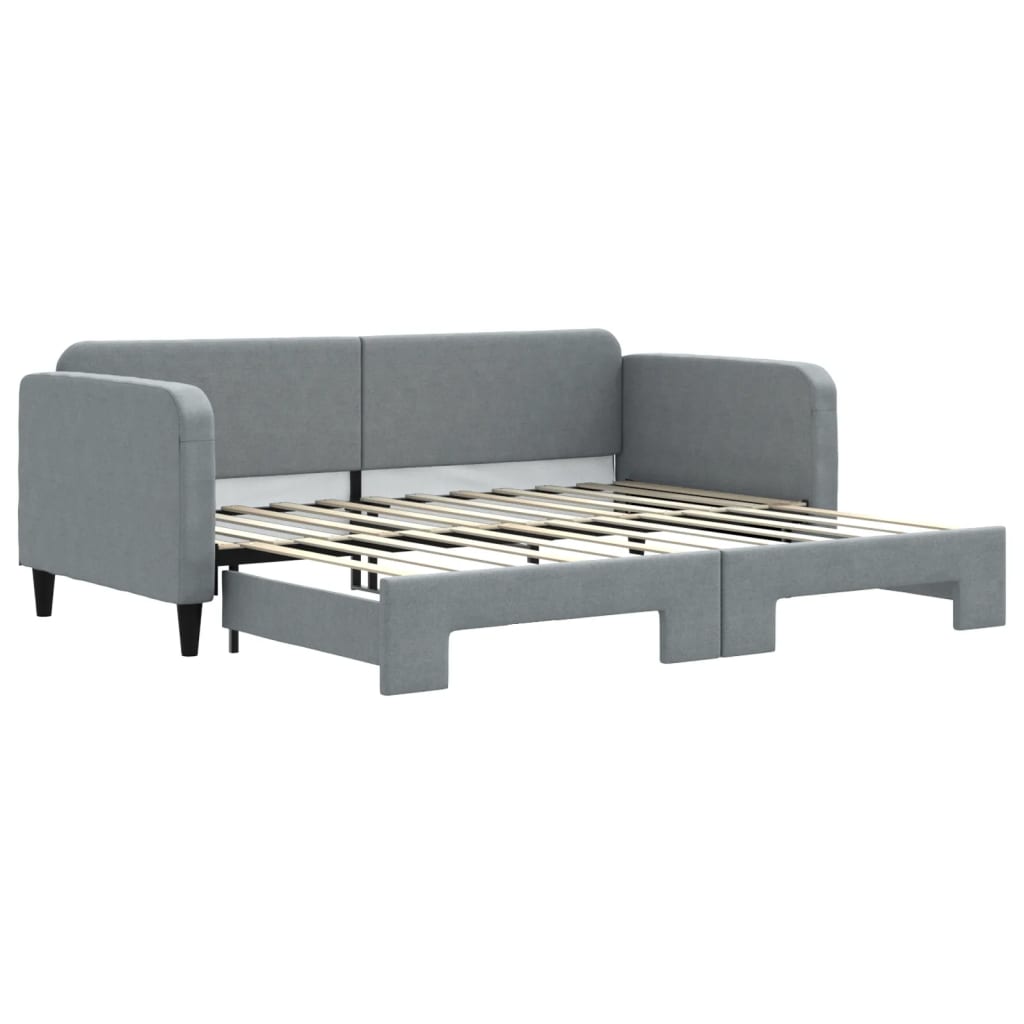 daybed med udtræk 90x200 cm stof lysegrå