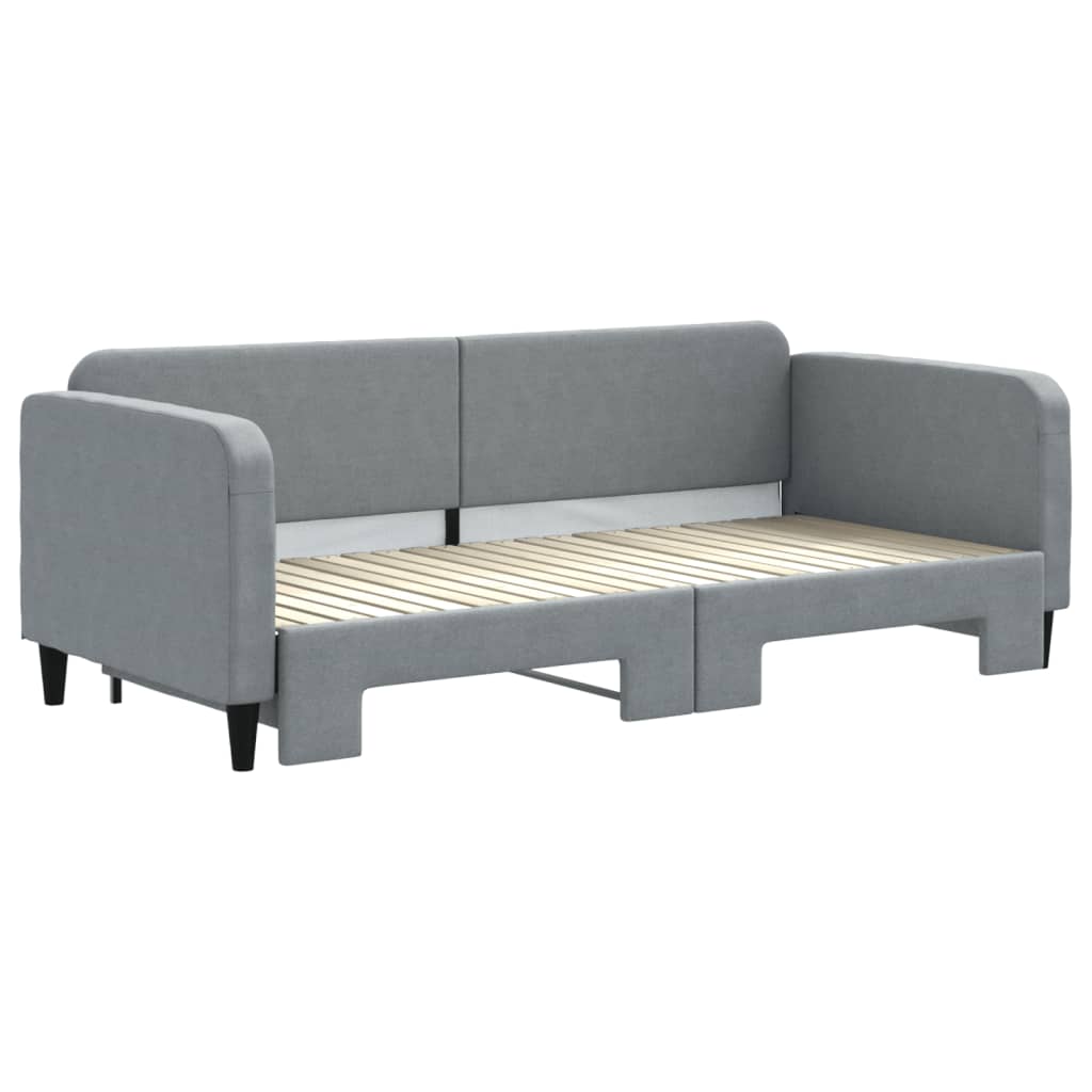 daybed med udtræk 90x200 cm stof lysegrå