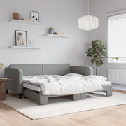daybed med udtræk 90x200 cm stof lysegrå