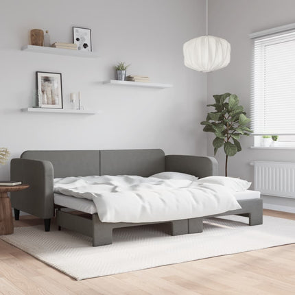 daybed med udtræk 90x200 cm stof mørkegrå