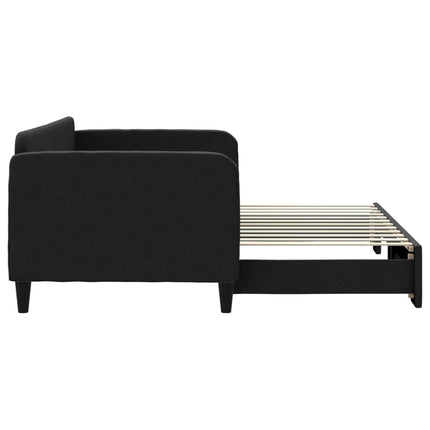 daybed med udtræk 90x200 cm stof sort