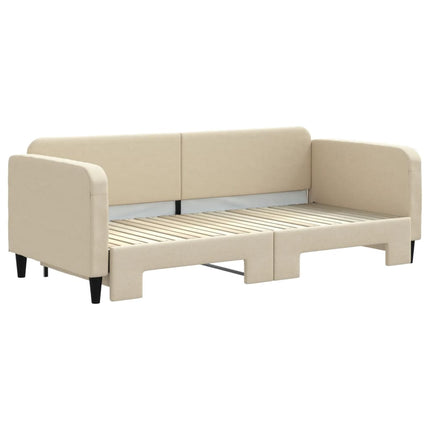 daybed med udtræk 90x200 cm stof cremefarvet