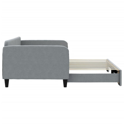 daybed med udtræk 100x200 cm stof lysegrå