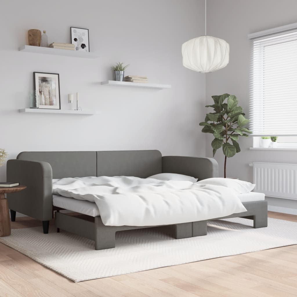 daybed med udtræk 90x190 cm stof mørkegrå