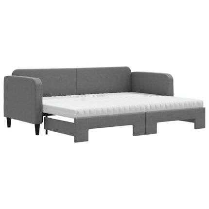 daybed med udtræk og madras 80x200 cm stof mørkegrå