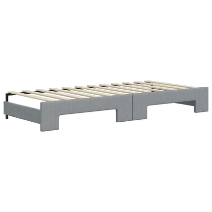 daybed med udtræk og madras 90x200 cm stof lysegrå