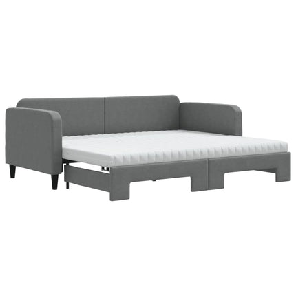 daybed med udtræk og madras 90x200 cm stof mørkegrå