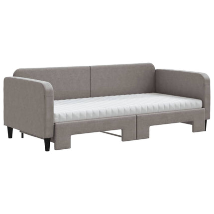 daybed med udtræk og madras 90x200 cm stof gråbrun