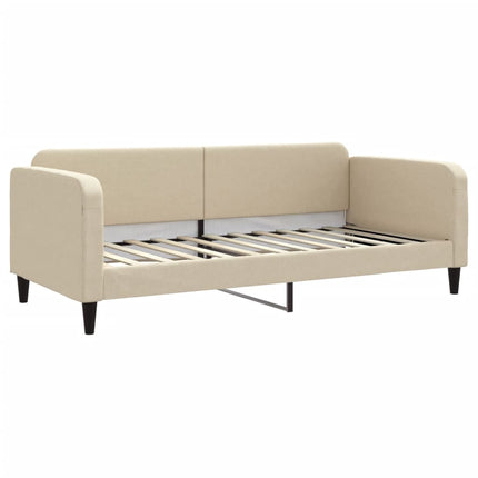 daybed med udtræk og madras 90x200 cm stof cremefarvet
