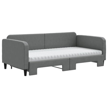 daybed med udtræk og madras 100x200 cm stof mørkegrå