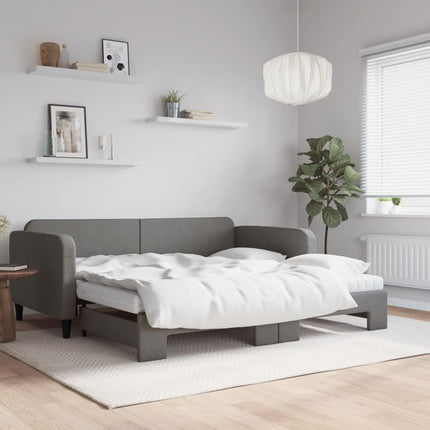 daybed med udtræk og madras 100x200 cm stof mørkegrå