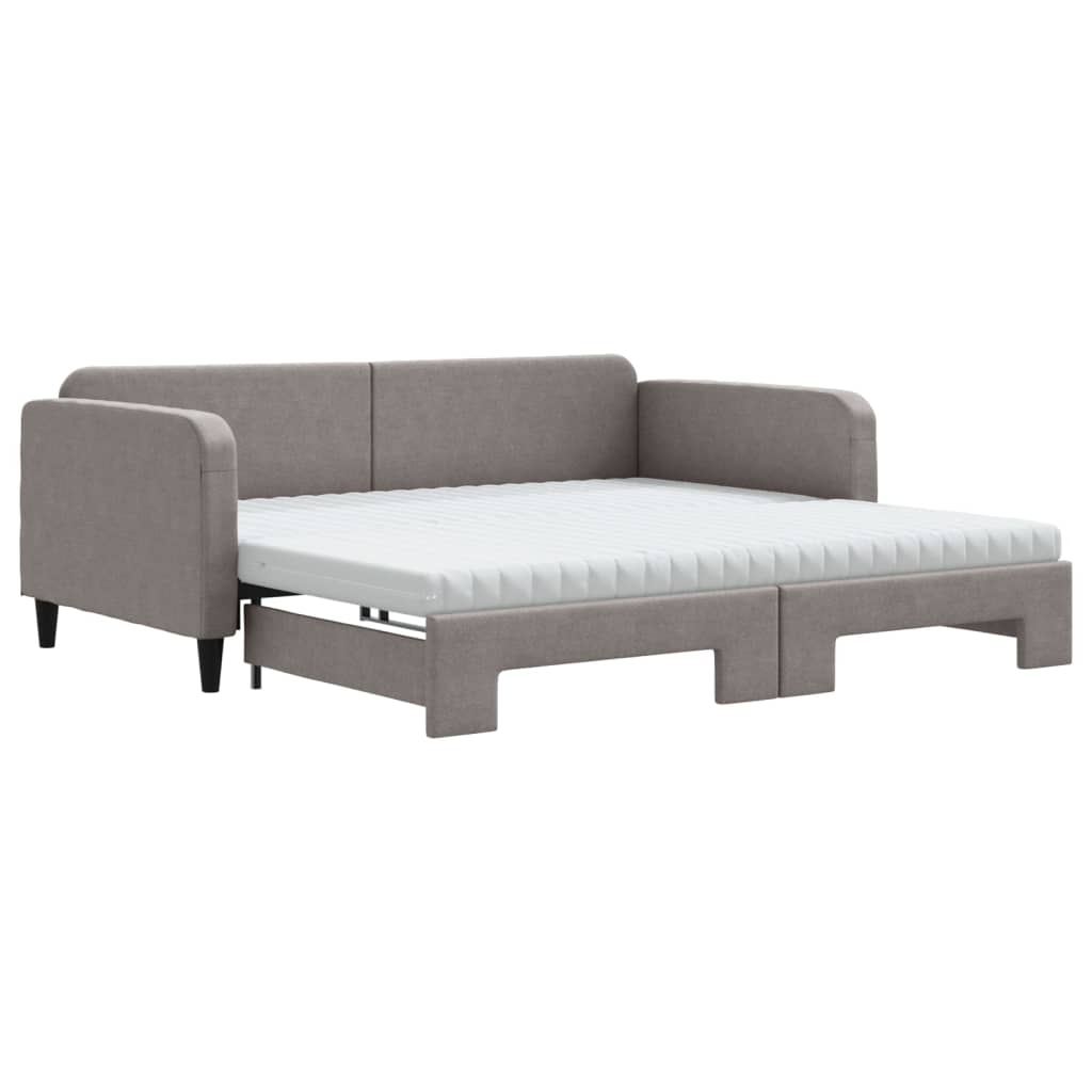 daybed med udtræk og madras 100x200 cm stof gråbrun