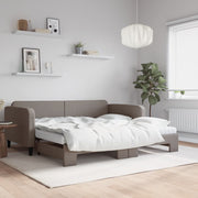 daybed med udtræk og madras 100x200 cm stof gråbrun