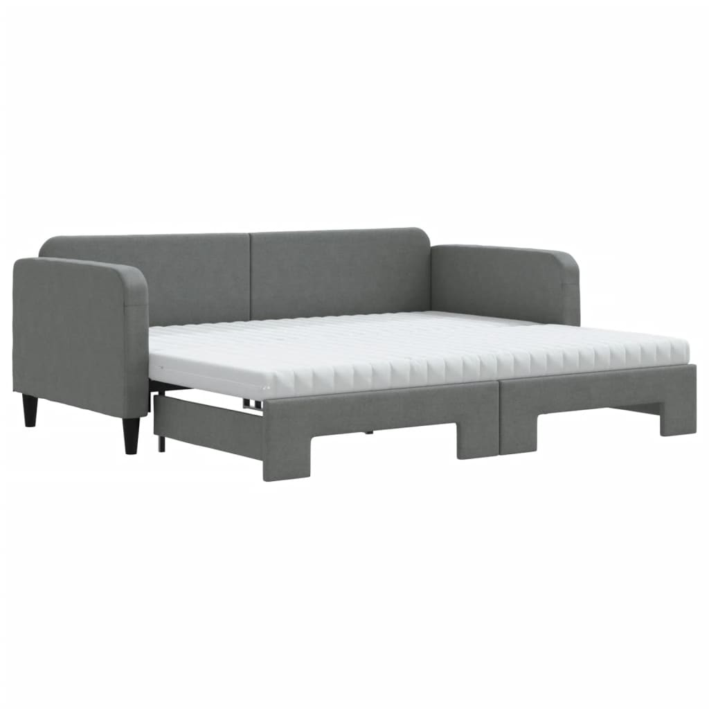 daybed med udtræk og madras 90x190 cm stof mørkegrå