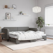daybed med udtræk og madras 90x190 cm stof mørkegrå