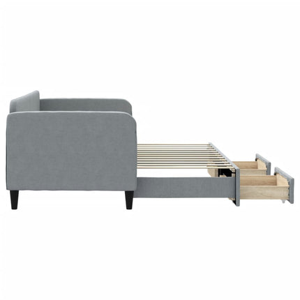 daybed med udtræk og skuffer 80x200 cm stof lysegrå