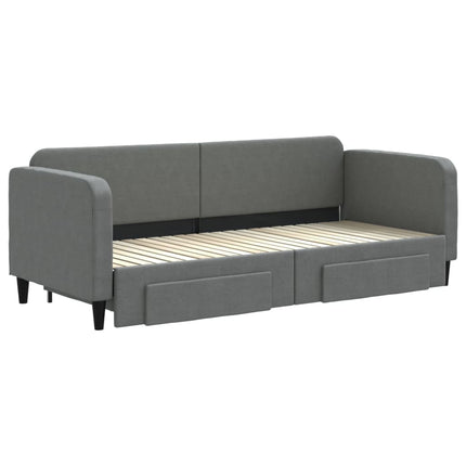 daybed med udtræk og skuffer 80x200 cm stof mørkegrå