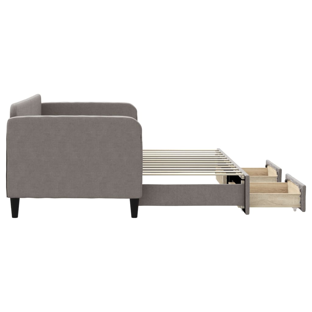 daybed med udtræk og skuffer 80x200 cm stof gråbrun