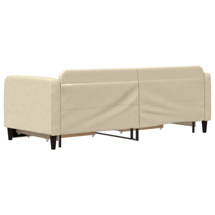 daybed med udtræk og skuffer 80x200 cm stof cremefarvet