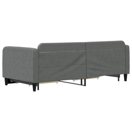 daybed med udtræk og skuffer 90x200 cm stof mørkegrå