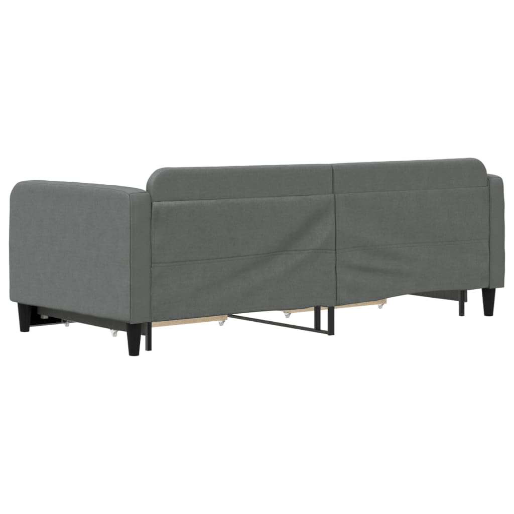 daybed med udtræk og skuffer 90x200 cm stof mørkegrå