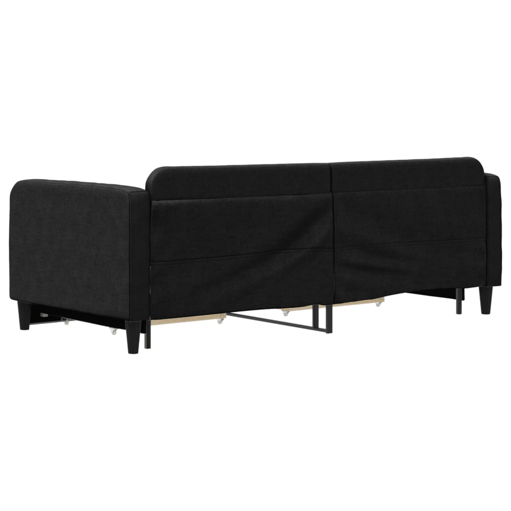 daybed med udtræk og skuffer 80x200 cm stof sort