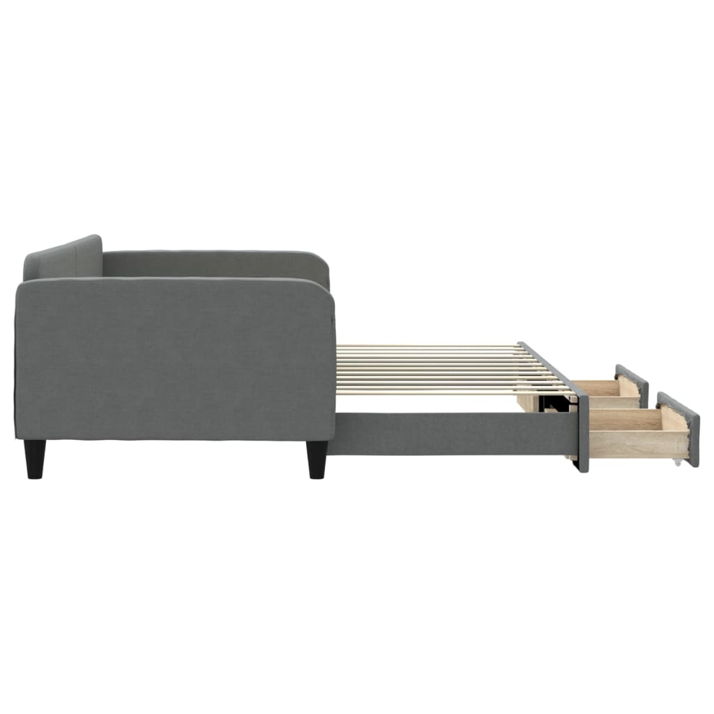 daybed med udtræk og skuffer 100x200 cm stof mørkegrå