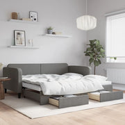 daybed med udtræk og skuffer 100x200 cm stof mørkegrå