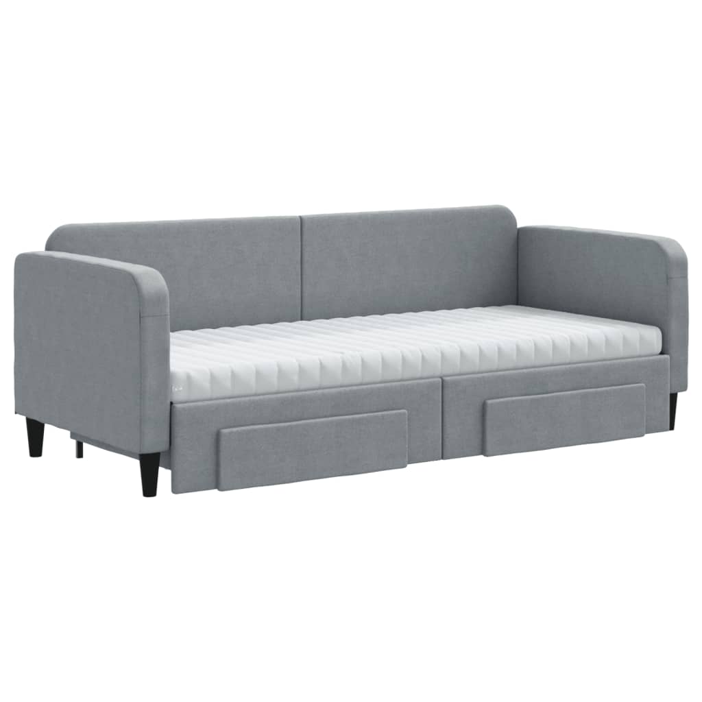 daybed med udtræk og skuffer 80x200 cm stof lysegrå