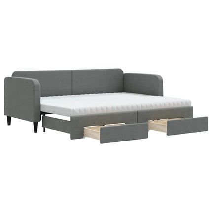 daybed med udtræk og skuffer 80x200 cm stof mørkegrå