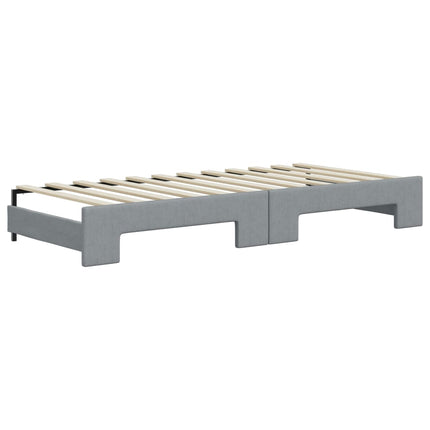 daybed med udtræk og skuffer 90x200 cm stof lysegrå