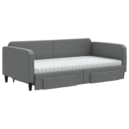 daybed med udtræk og skuffer 100x200 cm stof mørkegrå