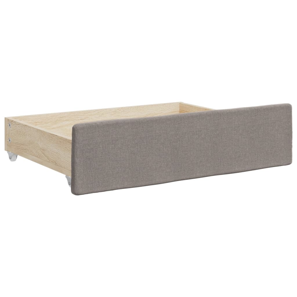 daybed med udtræk og skuffer 100x200 cm stof gråbrun